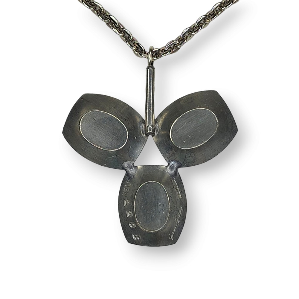 Jorgen Jensen Necklace Pewter Blue MCM Danish Modern Glass Pendant 220B - Picture 10 of 10